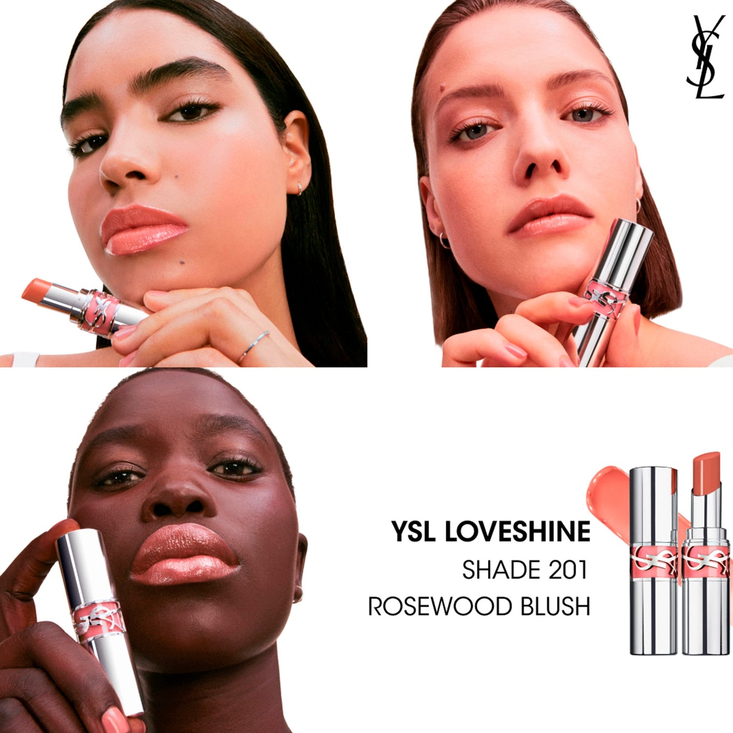 YSL Loveshine Net Wt. 0.11 oz. / 3.2 g. (201 Rosewood Blush)