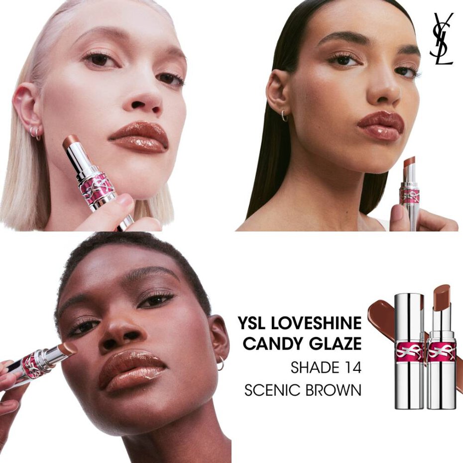 YSL Loveshine Candy Glaze Net Wt. 0.11 oz. / 3.2 g. (14 Scenic Brown)