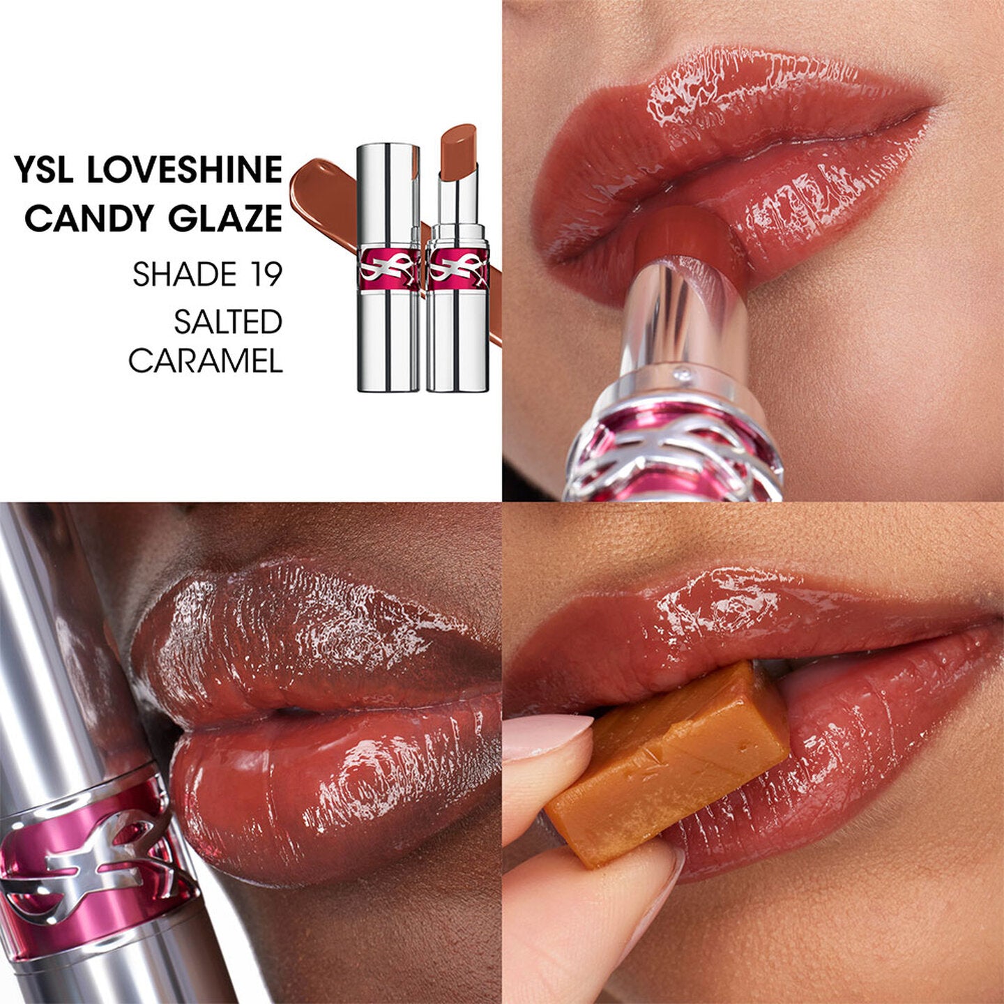 YSL Loveshine Candy Glaze Net Wt. 0.11 oz. / 3.2 g. (19 Salted Caramel)