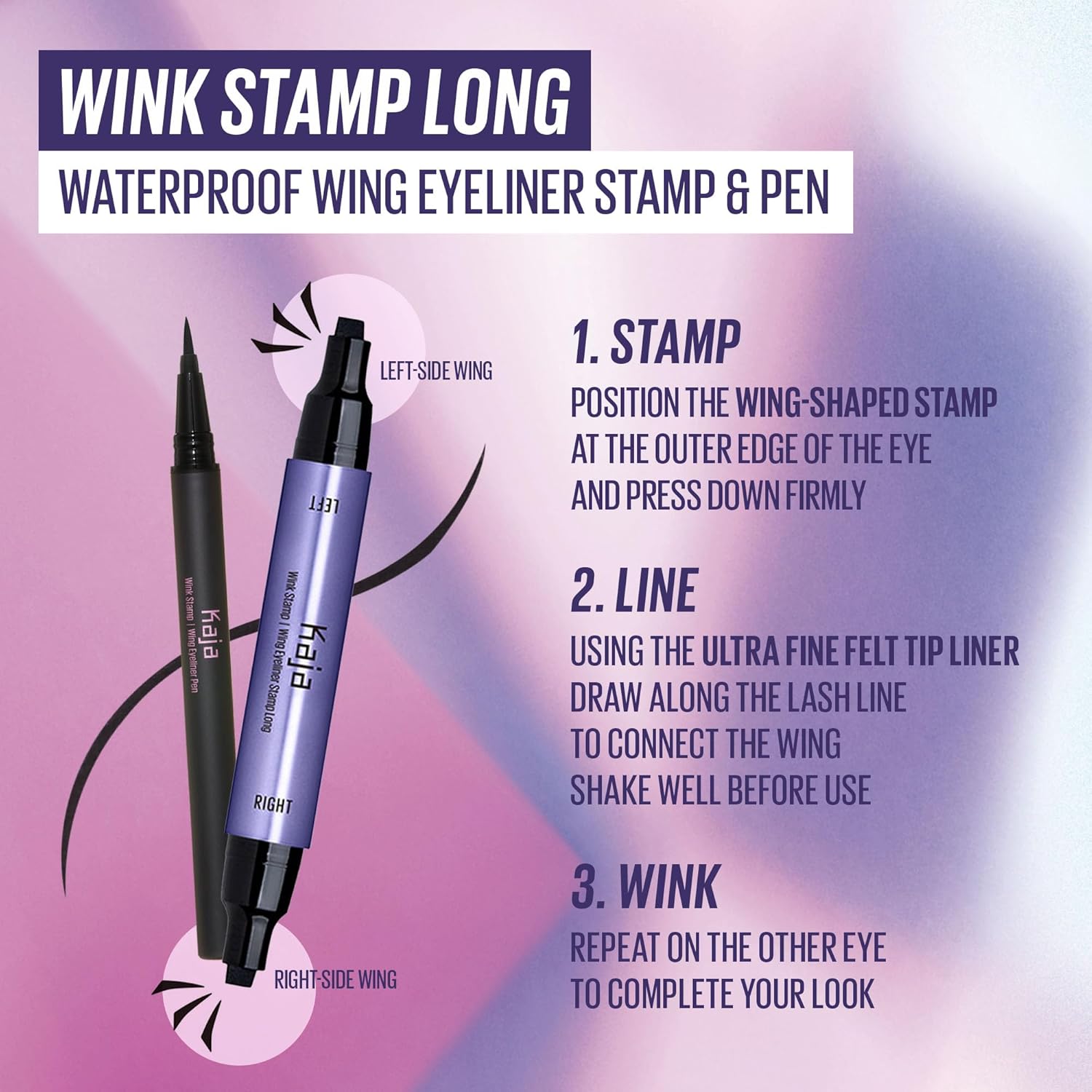 Kaja Wink Stamp Ink Black (Winge eyliner pen 0.4 ml. / 0.01 fl. oz.)(Winge stampn 3 ml. / 0.10 fl. oz.)