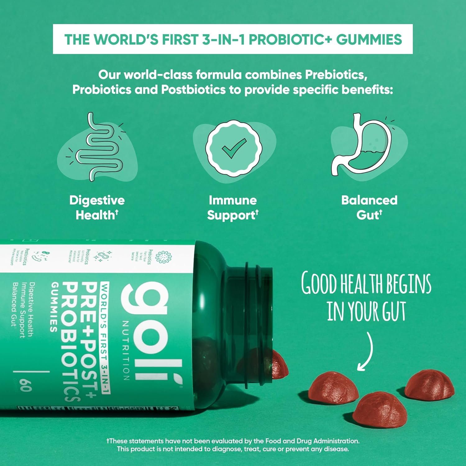 Goli Nutrition Pre+Post+Probiotics Gummies 60 pzas
