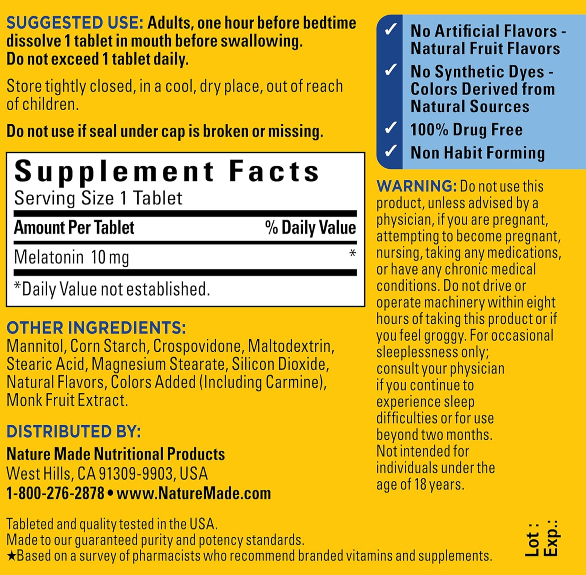 Nature Made Melatonin 10 mg (45 Tablets)
