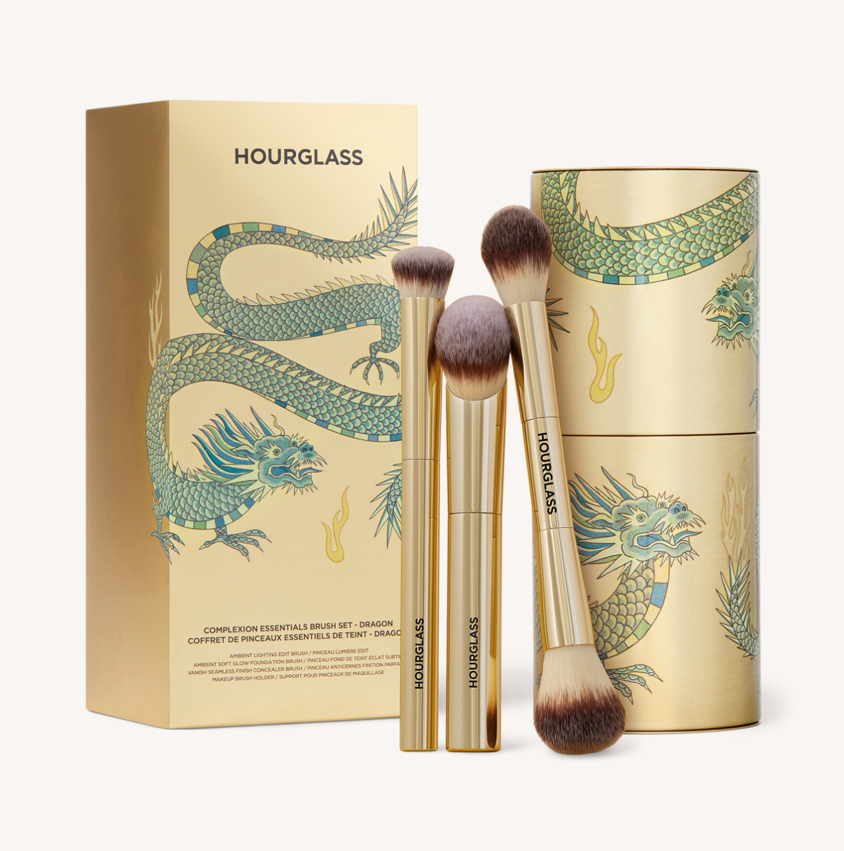 Hourglass Complexion Essentials Brush Set Dragon (Set de Brochas) Edición Limitada 3 pzas.