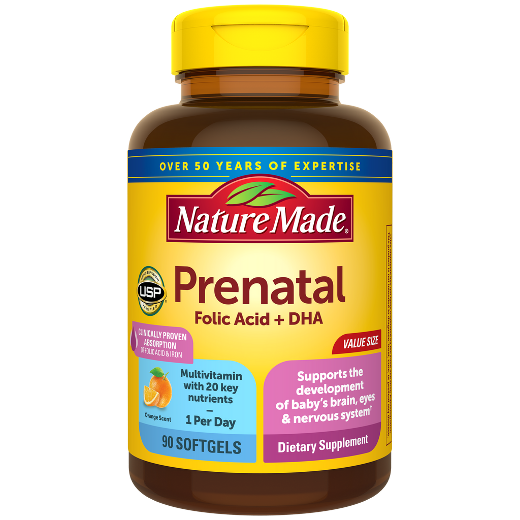 Nature Made Prenatal Folic Acid + DHA (Ácido Fólico + DHA) 90 Cápsulas
