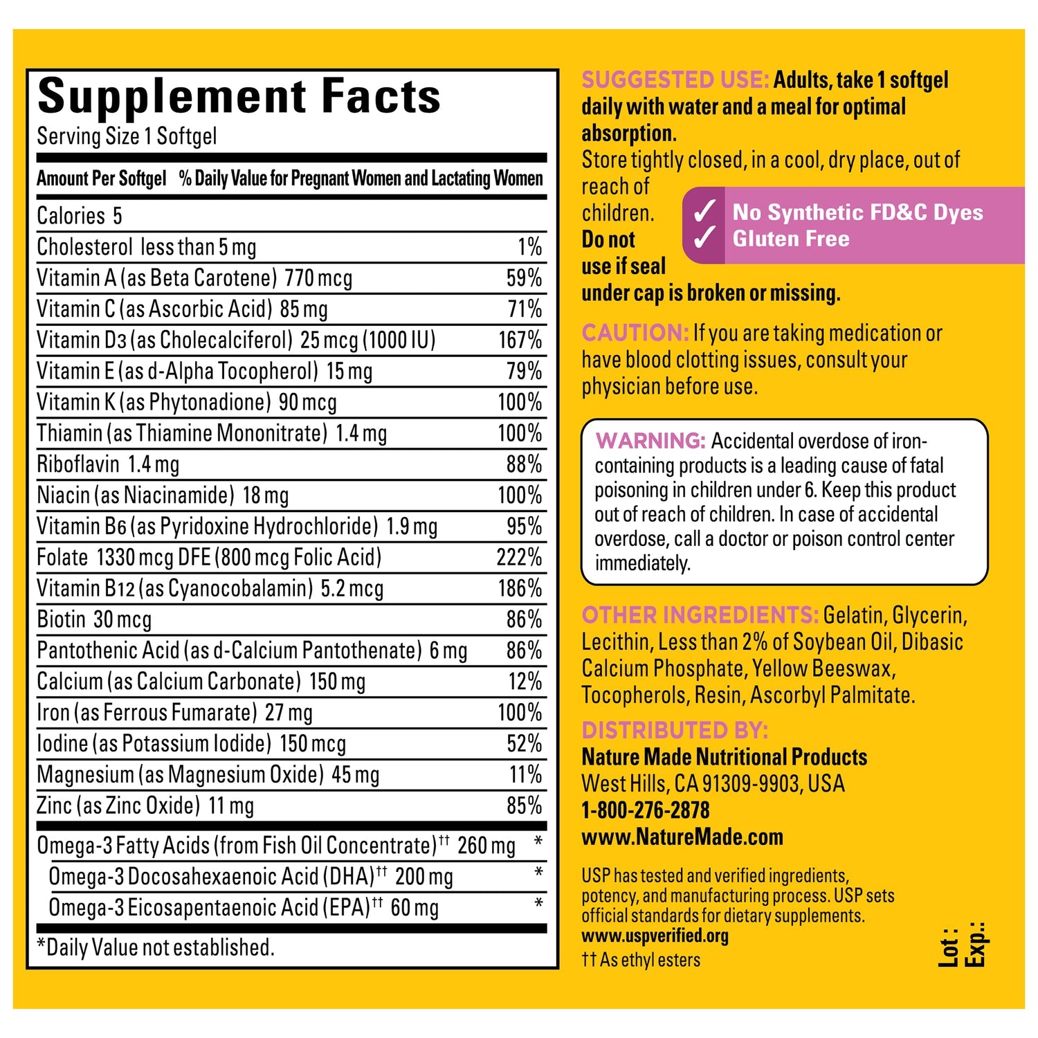 Nature Made Prenatal Folic Acid + DHA (Ácido Fólico + DHA) 90 Cápsulas