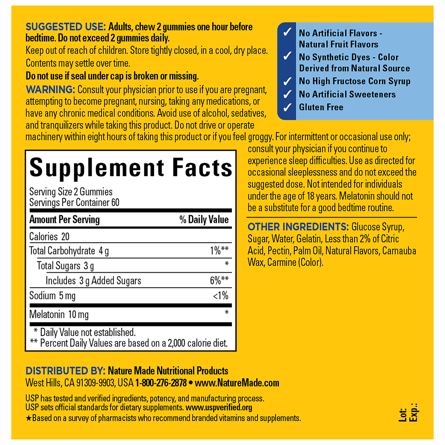 Nature Made Melatonin Maximum Strenght Dosage (70 Gummies)