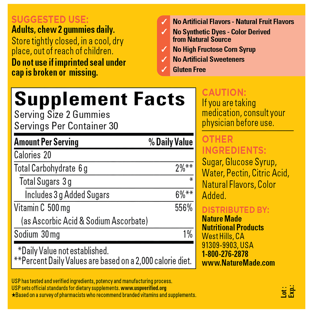 Nature Made Gummies C Extra Strength 500 mg (60 Gomitas)