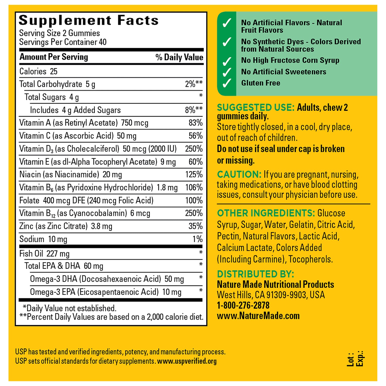 Nature Made Multi + Omega-3 (80 Gummies) 80 Gomitas