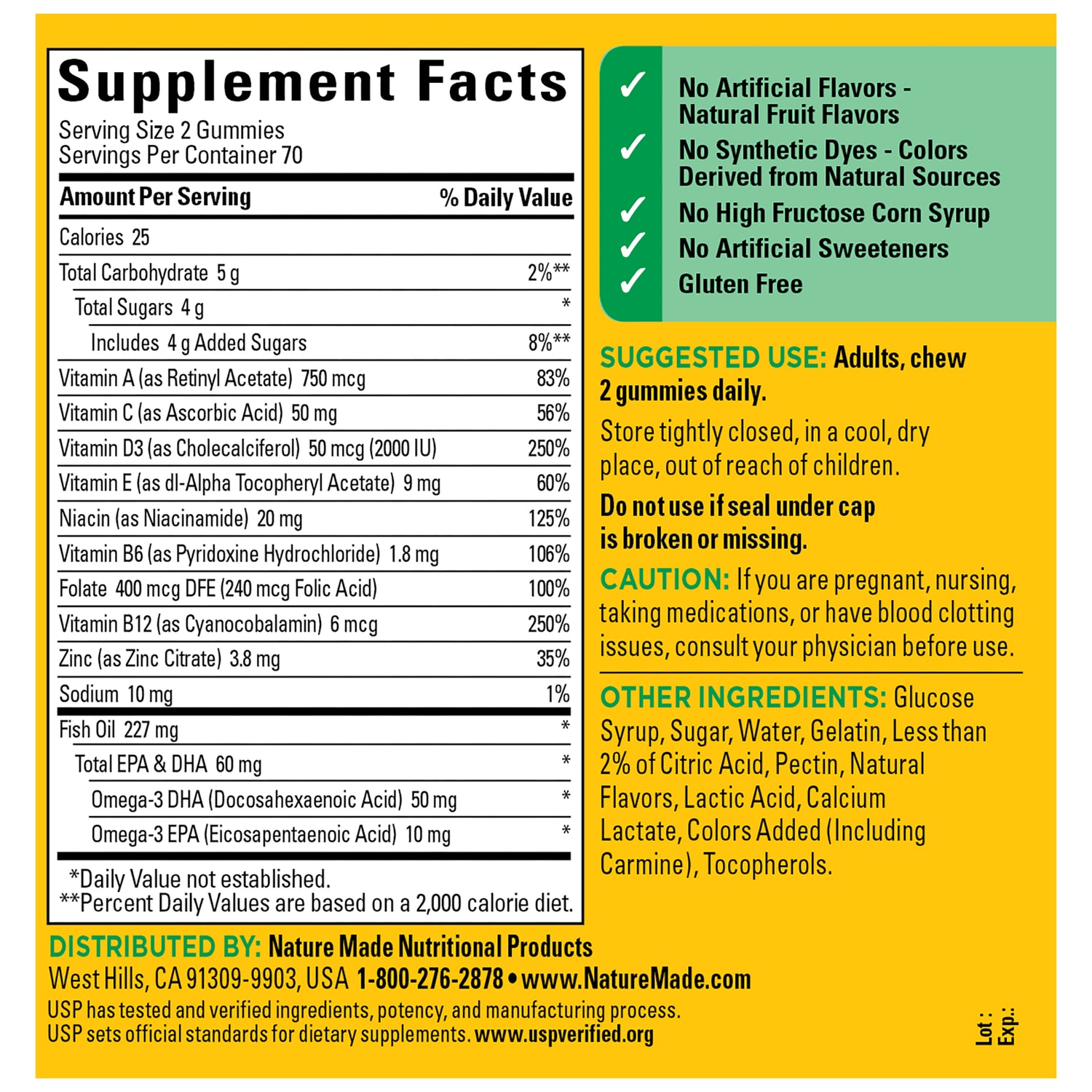 Nature Made Multi + Omega-3 (140 Gummies) 140 Gomitas