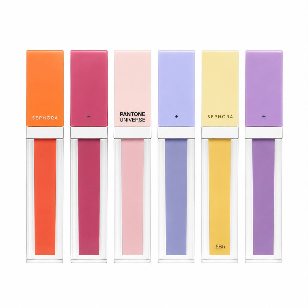 Sephora + PANTONE UNIVERSE TM Modern Watercolors Lip Gloss Set Net. Wt. 6 x 0.14 oz. / 4 g. Poids Net.