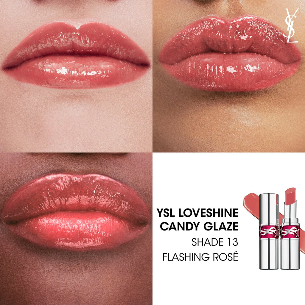 YSL Loveshine Candy Glaze Net Wt. 0.11 oz. / 3.2 g. (13 Flashing Rosé)
